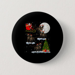 Macaron Rond 5 Cm Grand Danois Chien Père Noël Traîneau Volant Drôle