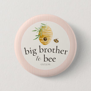 Macaron Rond 5 Cm Grand frère à être une abeille Fille Rose Baby Sho