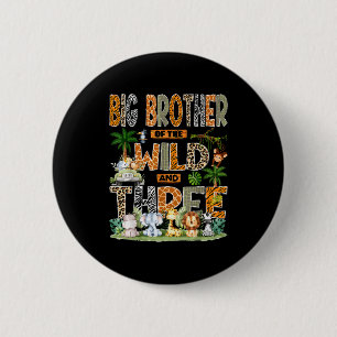 Macaron Rond 5 Cm Grand frère de la faune & trois 3e anniversaire S