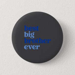 Macaron Rond 5 Cm Grand Frère Toujours Gris Avec Texte Bleu Garçons