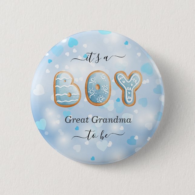 Macaron Rond 5 Cm Grand grand-mère à être Baby shower bleu (Devant)