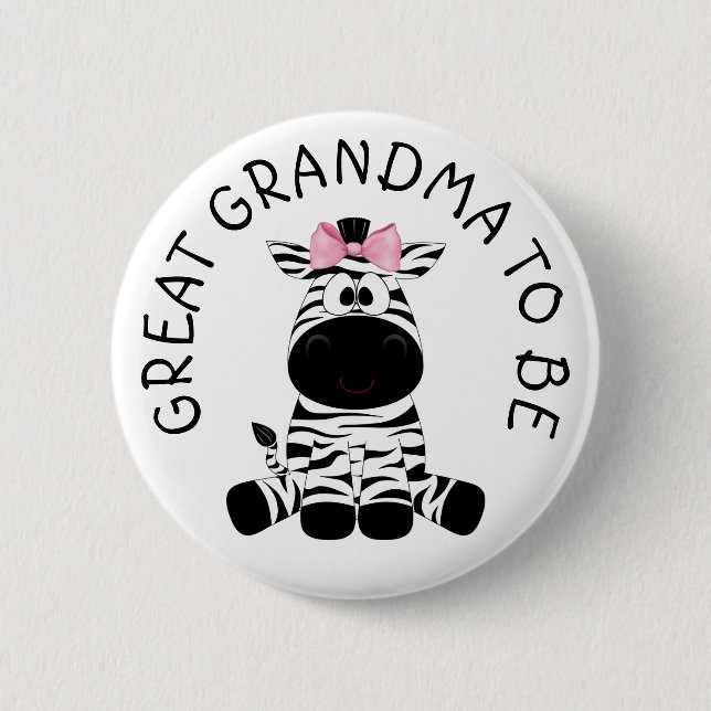Macaron Rond 5 Cm Grand grand-mère d'être Zebra Baby shower bouton (Devant)