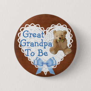 Macaron Rond 5 Cm Grand grand-papa à être bouton bleu Brown de baby