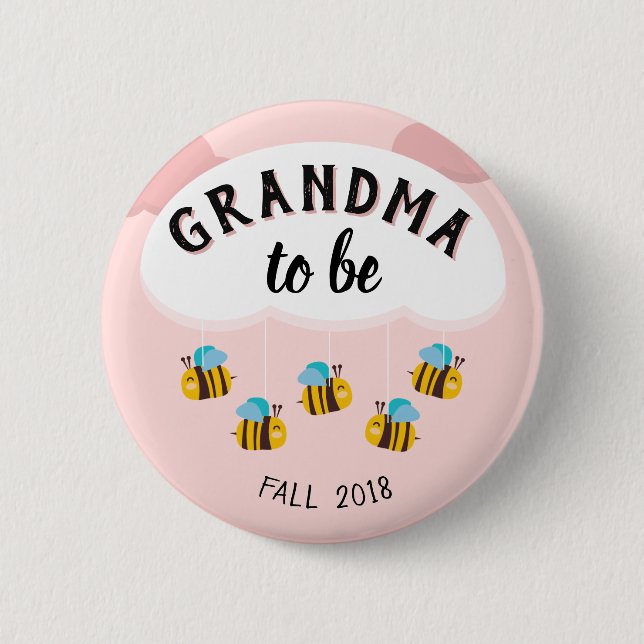 Macaron Rond 5 Cm Grand-maman à être bouton (Devant)