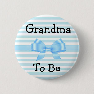 Macaron Rond 5 Cm Grand-maman à être bouton bleu et blanc de baby