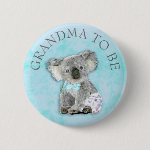 Macaron Rond 5 Cm GRAND-MAMAN à être ours de koala de bouton de baby