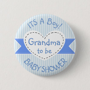 Macaron Rond 5 Cm Grand-maman bleue de bouton de baby shower à êtr