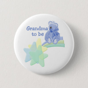 Macaron Rond 5 Cm Grand-maman bleue d'ours à être