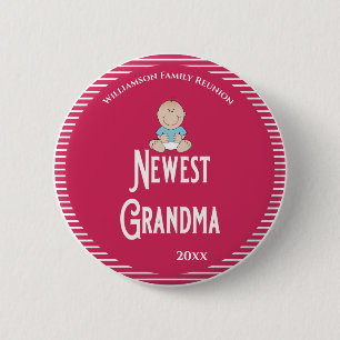 Macaron Rond 5 Cm Grand-maman de la Réunion de famille la plus