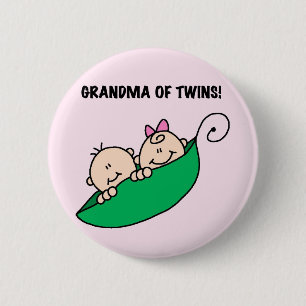 Macaron Rond 5 Cm Grand-maman des pois de jumeaux en T-shirts et