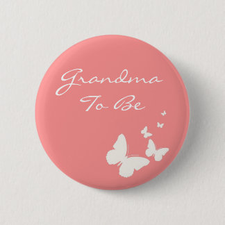Macaron Rond 5 Cm Grand-maman rose et blanche de papillon à être Pin