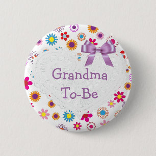 Macaron Rond 5 Cm Grand-maman rose pourpre à être bouton de baby