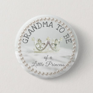Macaron Rond 5 Cm Grand-mère à être Baby shower Bouton Princesse Thè