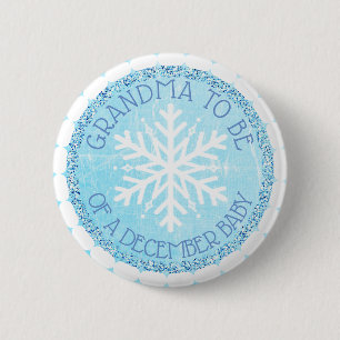 Macaron Rond 5 Cm Grand-mère à être bleu hiver décembre Bouton bébé