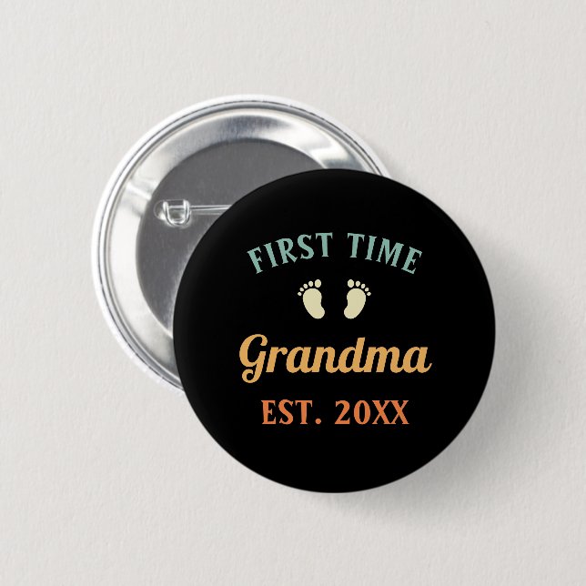 Macaron Rond 5 Cm Grand-mère Abuela Nonna Grammy Première Grand-mère (Devant & derrière)