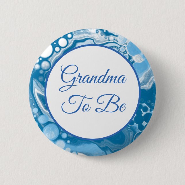 Macaron Rond 5 Cm Grand-mère | Bouton Baby shower du garçon (Devant)
