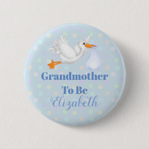 Macaron Rond 5 Cm Grand-mère de cigogne customisée pour être Baby sh