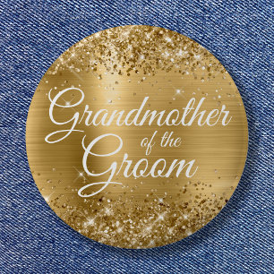 Macaron Rond 5 Cm Grand-mère de la Glitterie Groom Gold Foil