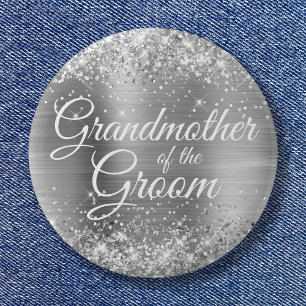 Macaron Rond 5 Cm Grand-mère de la Glitterie Groom Silver Foil
