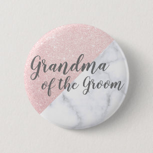 Macaron Rond 5 Cm Grand-mère de l'époux en marbre et parties scint