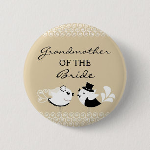Macaron Rond 5 Cm Grand-mère des oiseaux de jeune mariée épousant