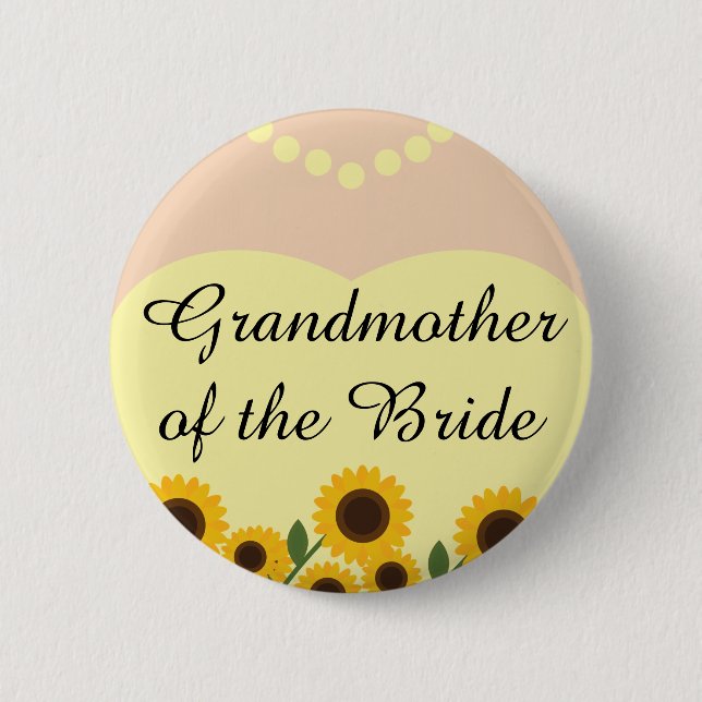 Macaron Rond 5 Cm Grand-mère des tournesols de jeune mariée épousant (Devant)