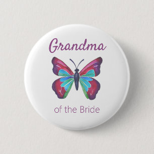 Macaron Rond 5 Cm Grand-mère du bouton papillon de mariée