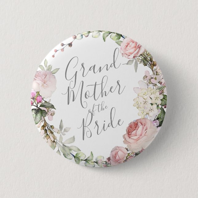 Macaron Rond 5 Cm Grand-mère florale de printemps du bouton de marié (Devant)