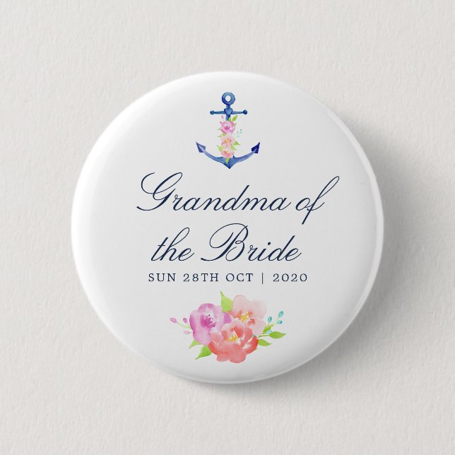 Macaron Rond 5 Cm Grand-mère Mariage florale de la mariée (Devant)