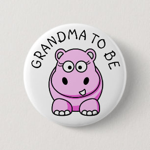 Macaron Rond 5 Cm Grand-mère pour être Hippo Baby shower bouton