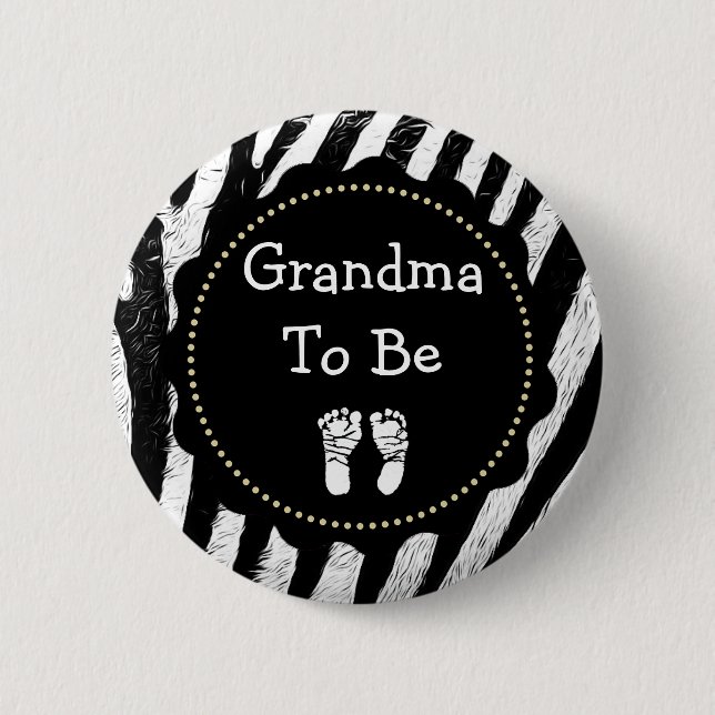 Macaron Rond 5 Cm Grand-mère sera Zebra Print Baby shower (Devant)