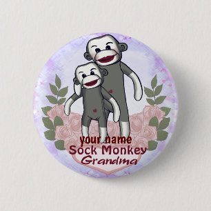 Macaron Rond 5 Cm Grand-mère Singe Chaussette