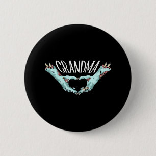 Macaron Rond 5 Cm Grand-mère Zombie Coeur main Halloween Costume fam