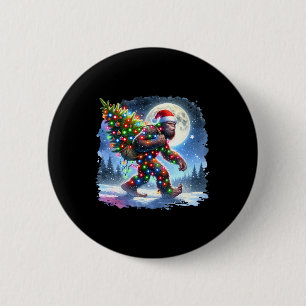 Macaron Rond 5 Cm Grand Noël Bigfoot Sasquatch Xmas