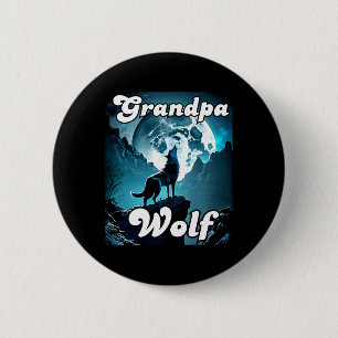 Macaron Rond 5 Cm Grand-pa Wolf Matching Tribe Wolves Camping Pack F