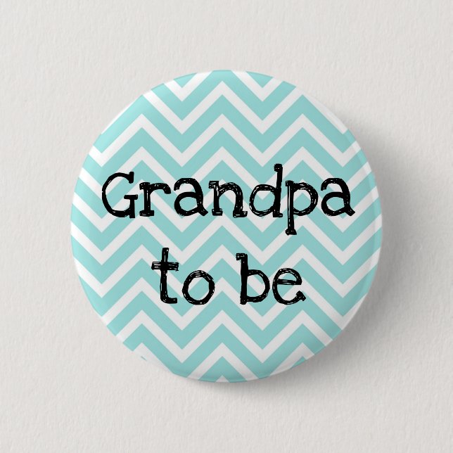 Macaron Rond 5 Cm Grand-père à être turquoise Baby shower Chevron (Devant)