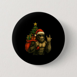 Macaron Rond 5 Cm Grand-père Bigfoot Arbre de Noël Rock On Drôle de 