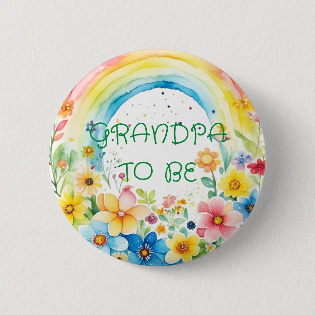 Macaron Rond 5 Cm Grand-père | Bouton Baby shower (Devant)