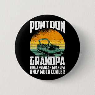 Macaron Rond 5 Cm Grand-père Cool Pontoon - Drôle de capitaine de po