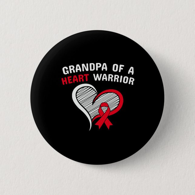 Macaron Rond 5 Cm Grand-Père D'Un Guerrier Du Coeur Sensibilisation  (Devant)