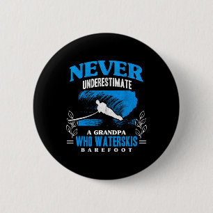 Macaron Rond 5 Cm Grand-père fait du ski nautique Athlètes de Refoot