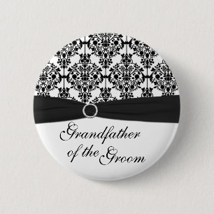 Macaron Rond 5 Cm Grand-père noir et blanc de damassé du Pin de