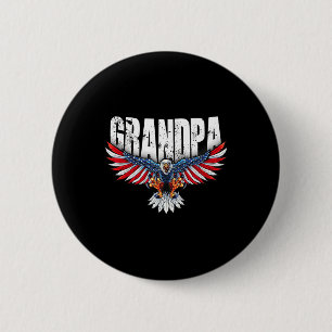 Macaron Rond 5 Cm Grand-père Vintage Drapeau Usa Aigle Chauve Patrio