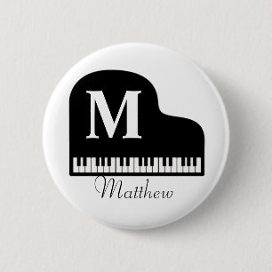 Macaron Rond 5 Cm Grand Piano Monogram Pianiste Personnaliser