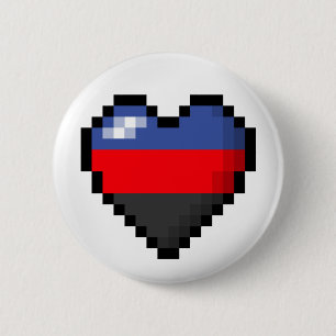 Macaron Rond 5 Cm Grand Pixel Coeur Design en Polyamory Fide Drapeau