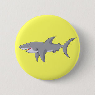 Macaron Rond 5 Cm Grand requin blanc de bande dessinée