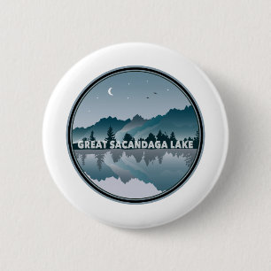 Macaron Rond 5 Cm Grand Sacandaga Lake New York Réflexion
