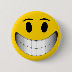 Macaron Rond 5 Cm Grand visage jaune de sourire