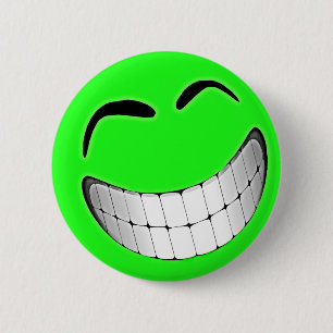 Macaron Rond 5 Cm Grand visage vert de grimace