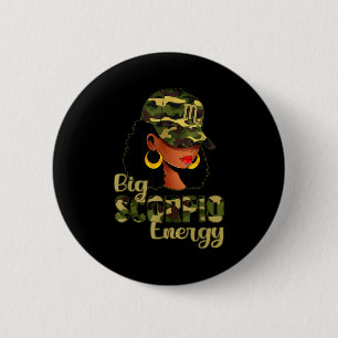 Macaron Rond 5 Cm Grande Énergie Scorpion Femme Noire Casquette Camo